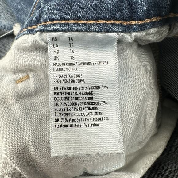American Eagle Shorts Women 14 Hi Rise Shortie Next Level Blue Jean Denim Grunge - Picture 9 of 10